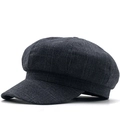 Dettaglio del tessuto in tweed e delle cuciture su un cappello retrò da strillone - M (56-58cm) / Blu Notte