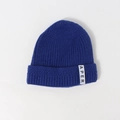 Berretto in maglia blu reale per bambini con etichetta tessuta bianca per l'autunno inverno - Bambini (48-54CM) / Blu
