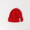 Berretto in maglia rossa per neonati con trama a coste ed etichetta tessuta APER - Bambini (48-54CM) / Rosso