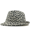 Classic leopard print felt fedora hat for men with flat brim and stylish animal pattern - M (56-58cm) / Milky White Leopard