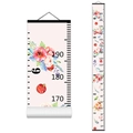 Nordic children's growth chart with floral patterns and black wood hanger - Style M