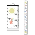 Cartoon sky themed kids height growth chart featuring sun, moon, and rainbow patterns - Style J
