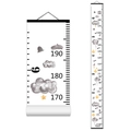 Nordic canvas growth chart for kids with grey cloud and yellow star illustrations - Style P