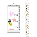 Nordic style canvas growth chart for kids with colorful cartoons and wooden hanger - Style T