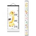 Nordic children growth chart featuring cute cartoon lions and giraffes for room decor - Style W