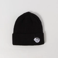 Classic black knitted beanie with cute cartoon boy embroidery for kids winter warmth - Black