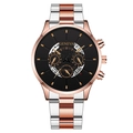 Two-tone rose gold and silver Geneva business watch with black dial and calendar - Black Dial Two-Tone Rose Gold (Curved End)