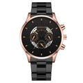 Geneva men's business watch with rose gold case and black stainless steel strap - Black Dial Rose Gold Case Black Band (Curved End)