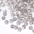 Silver flower spacer beads and petal bead caps for DIY jewelry making and bracelets - GPHJ042