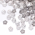 Silver alloy flower spacers and bead caps for DIY jewelry making in bulk stack - GPHJ043