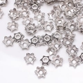 Retro silver hexagon star flower bead caps for DIY jewelry and earring making - GPHJ044