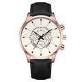 Business quartz watch with rose gold case, cream dial and black leather strap - White Dial Rose Gold Case Black Strap