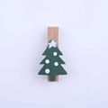 Molletta in legno natalizia con albero di Natale verde decorativo, stella e puntini - Albero di Natale con Fiocco di Neve
