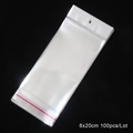 Clear 8x20cm self-adhesive OPP packaging bag for jewelry storage with hang hole, 100pcs - 100pcs/lot / 8x20cm