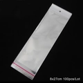Transparent 8x27cm OPP self-seal bag with white header and hanging hole 100pcs - 100pcs/lot / 8x27cm