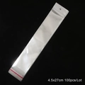 Transparent 4.5x27cm OPP jewelry bags with hang hole and red seal for bracelets - 100pcs/lot / 4.5x27cm