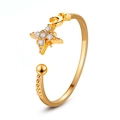 Adjustable gold star and moon ring featuring sparkling cubic zirconia stones - Star Style (01KC金星星#4998)