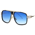 Gafas de sol aviador de moda con montura de metal negro oro y lentes degradadas azul - Montura Dorada Lentes Degradadas Azules