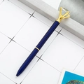 Dark blue metal diamond ballpoint pen with gold trim on minimalist white background - Transparent Blue