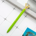Creative fruit green metal ballpoint pen with large diamond crystal top and gold accents - Green
