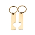Dettaglio di portachiavi a cuore puzzle dorati per coppie in acciaio inossidabile - Set Oro