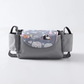 Gray stroller organizer bag with cartoon animal cover and side bottle pockets - Grey Bear