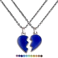 Couples angel wing heart mood necklace set with temperature color changing pendant - Wing Necklace (No Text)