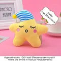 Süßer gelber Plüschstern Schlüsselanhänger mit Schlafmütze und geschlossenen Augen für Taschen - 10cm / Sternenprinz