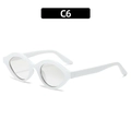 Lunettes de soleil ovales blanches chics avec monture en plastique minimaliste pour femme - Monture Blanche Lentille Blanche