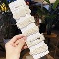 Juego de 5 pinzas para el cabello de perlas con diseños de mariposa y ondas en tarjeta - Juego de 5 piezas 4