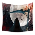 Bohemian Halloween tapestry featuring a gothic Grim Reaper design with a large moon - WSJ05-Classic Reaper with Scythe / 73X95CM (Brushed Fabric)