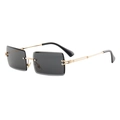Chic rimless rectangular sunglasses with gold metal frame and gradient lenses for women - Gold Frame Grey Lens
