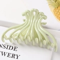 Minimalist light green wave hair claw clip with glossy finish for women's hairstyles - 10.5CM Large / Green