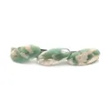 Green marble pattern acetate hair clip with triple oval geometric design on metal base - Spring Green