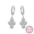 Elegant 925 sterling silver drop earrings with flower-shaped zircon studs - Four-Stone Flower Pendant / Silver Four-Stone Flower (SE241)