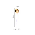 Golden stainless steel dessert spoon with matte purple handle 13cm length - Black Gold Small Spoon