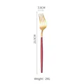 Modern gold and red stainless steel dinner fork with slim frosted handle 21.3cm - Red Gold Fork