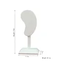 White microfiber ear-shaped jewelry stand with 8 holes for earring display and measurements - White