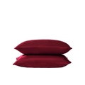 Luxurious red satin silk pillowcases set of two with smooth glossy finish on white background - Red