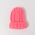 Gorro de punto grueso para niños en rosa brillante con textura de canalé y dobladillo - Niños(48-55CM) / Rosa