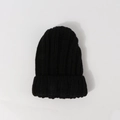 Bonnet en grosse maille noire pour enfants avec large revers élégant pour la chaleur hivernale - Enfants(48-55CM) / Noir