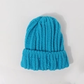 Gorro de punto grueso azul cielo para niños con vuelta ancha y ajuste cálido - Niños(48-55CM) / Azul