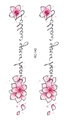 Tatuaggi temporanei eleganti con fiori di ciliegio, petali rosa e scritte artistiche - Stile Corsivo Ciliegio Acquerello (RC142)