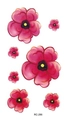 Adesivo per tatuaggio fiori di ciliegio rosa RC-266 con sei motivi su sfondo bianco - Stile Ciliegio Viola Rosa (RC266)