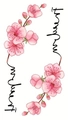 Adesivi per tatuaggi temporanei con fiori di ciliegio rosa e scritta elegante - Stile Corsivo Fiori di Pesco (LY426)