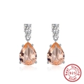 925 sterling silver drop earrings with champagne teardrop gemstones and white zircons - Champagne Gem Drop / Champagne Drop (SE249)