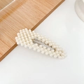 Elegant silver BB hair clip with white faux pearl embellishments in a minimalist style - Full Pearl Drop BB Clip