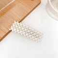 Elegant rectangle pearl hair clip with cream white faux pearls for women hair styling - Square Large and Small Pearl Hairpin