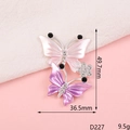 Pink and purple gradient enamel butterfly accessory with rhinestones for DIY crafts - D227 Two Butterflies (Pink)
