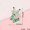 Exquisite DIY butterfly alloy charm in gradient green enamel with rhinestones, model D1392 - D1392 Two Butterflies (Green)